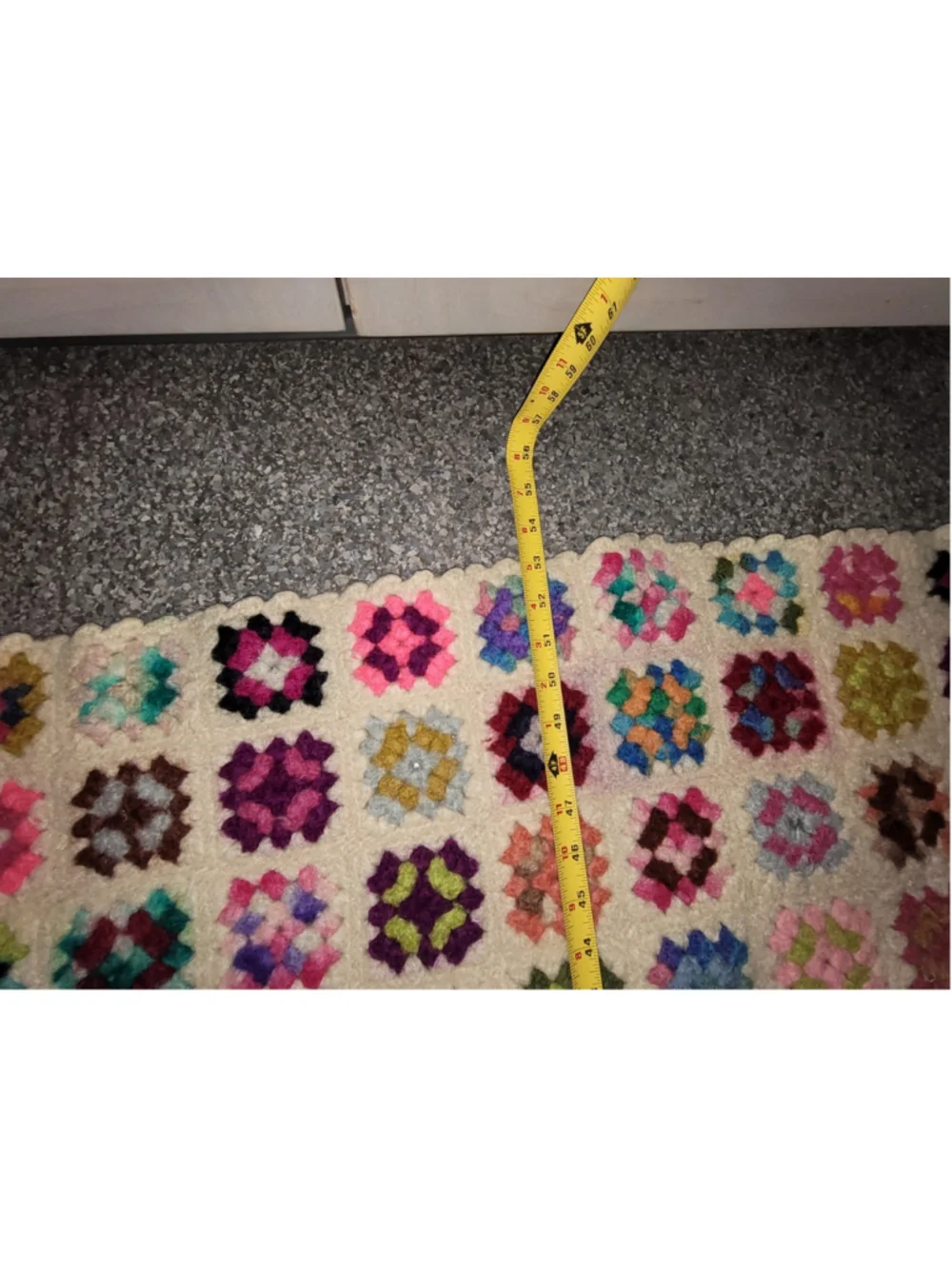 Vintage Handmade Crochet Granny Square Afghan Blanket Multicolor 50x53
